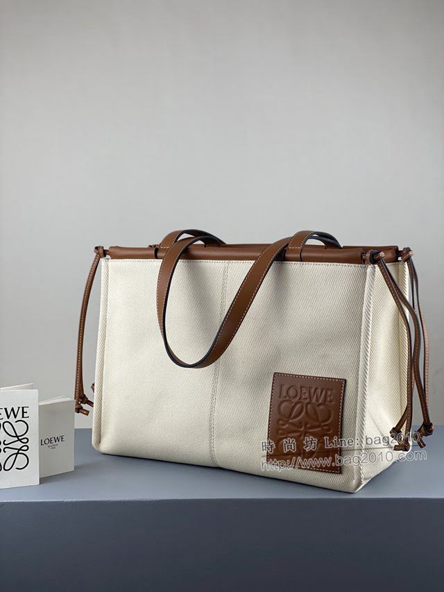 LOEWE包包 羅意威大號cushion tote白布包 羅意威綁繩式托特包 3054  tcl1429